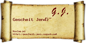 Gescheit Jenő névjegykártya